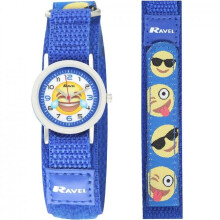 Ravel Unisex hook and loop Emoji Watch Blue/Pink R1507.57