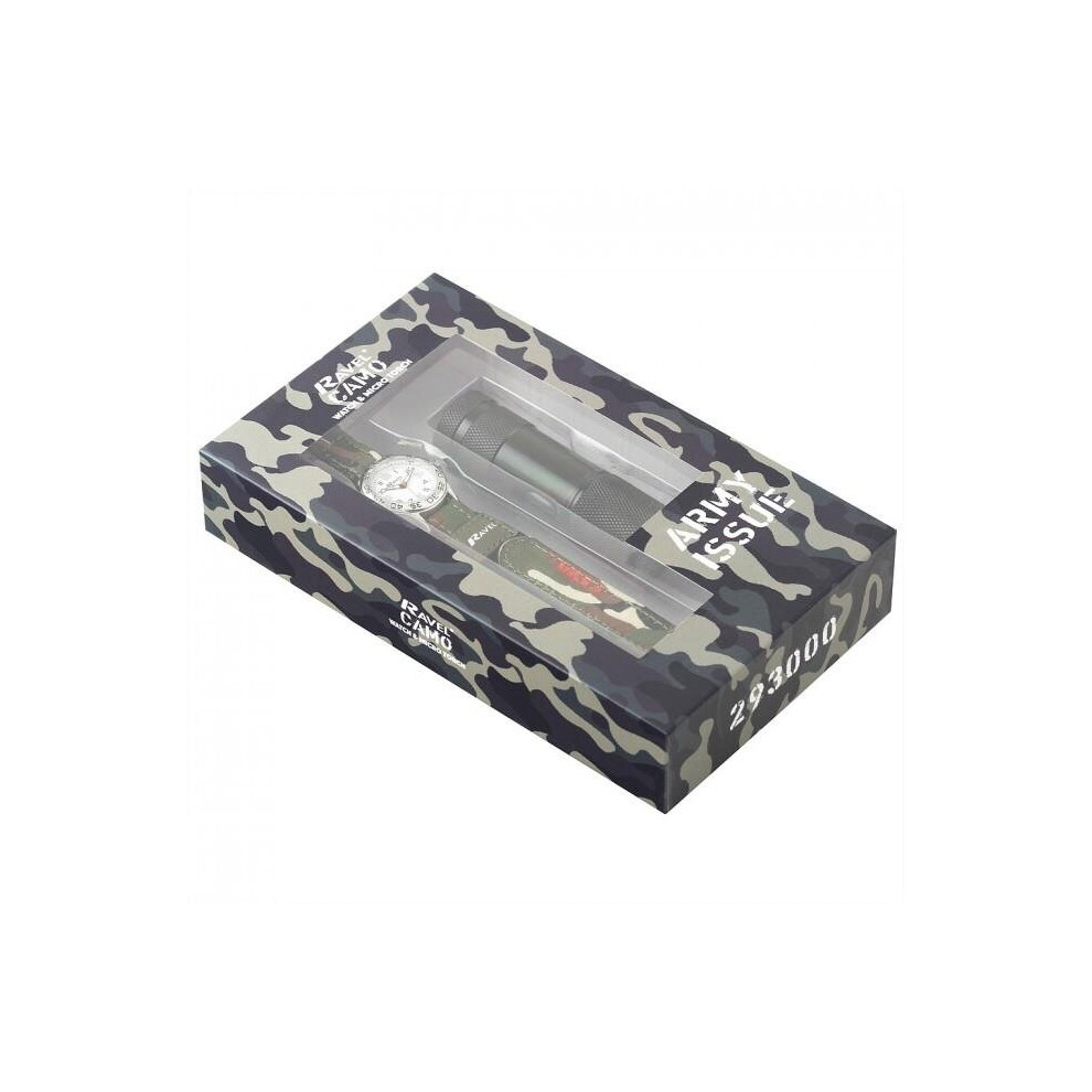 R4403 RAVEL CAMO KIDS WATCH & TORCH SET