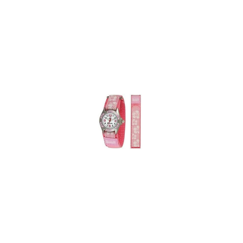 Ravel Girl's Fast Fit Strap Hibiscus Flower Pattern Design Watch - Pale Pink Multicoloured