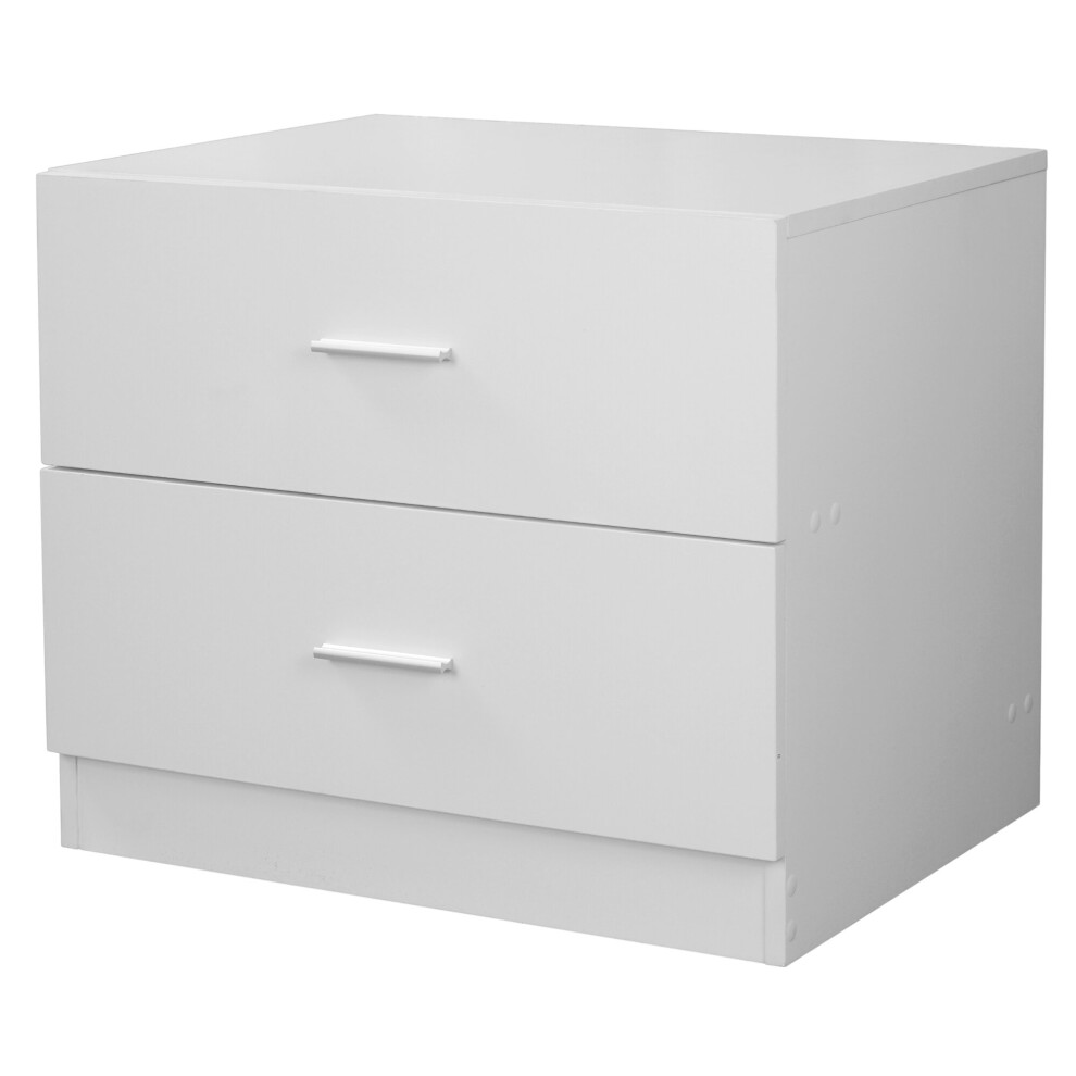 (White) 2 Drawer Wooden Kids Bedroom Chest