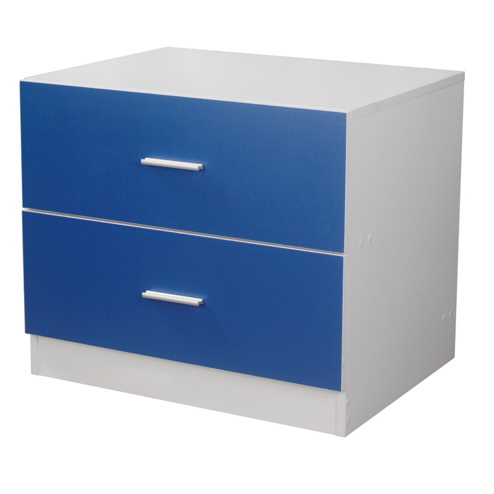 (Blue) 2 Drawer Wooden Kids Bedroom Chest