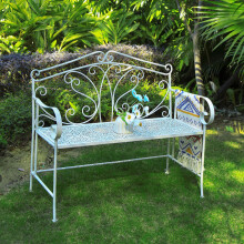 (Andalusia) GlamHaus Metal Garden Patio Furniture Bench