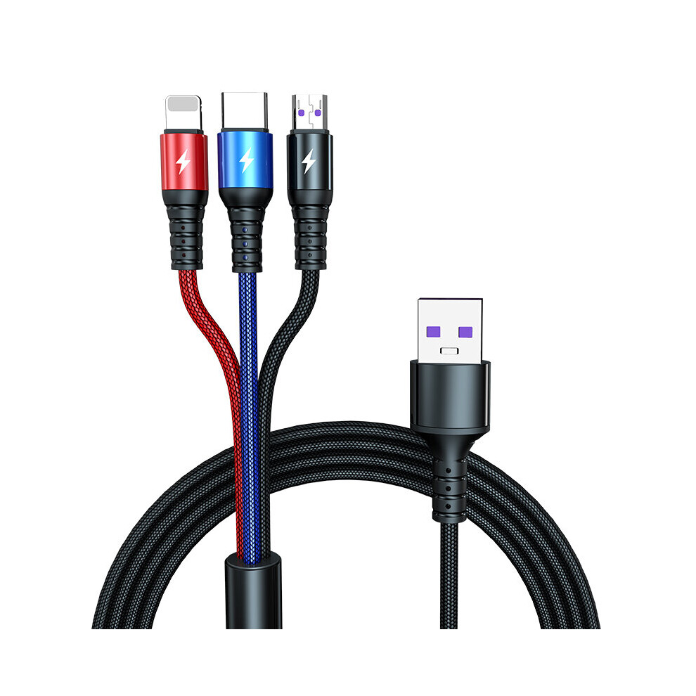 Wenivo 3 In 1 Multi Usb Phone Charger Cable For Iphone Android Charging Sync Braided