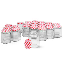 Set of 24 Hexagonal Mouth Glass Jam Jars | M&W