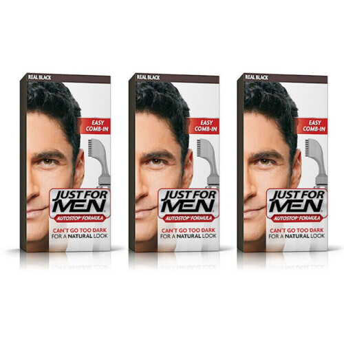 Just For Men Just For Men Auto Stop Mens Hair Colouring Dye Colour BLACK A55 X3