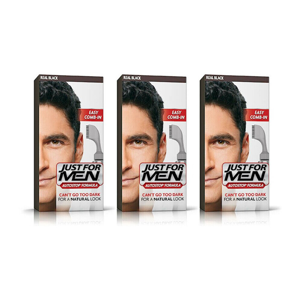 Just For Men Auto Stop Mens Hair Colouring Dye Colour BLACK A55 X3