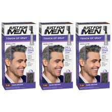 Just For Men Touch of Grey Dark Brown Grey T45 Mens Hair Colour Dye X3