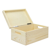 Pukkr Wooden Keepsake Storage Box with Lid – Versatile Pinewood Organizer for Photos, Cards & Kitchen Essentials (30cm x 20cm x 14cm)