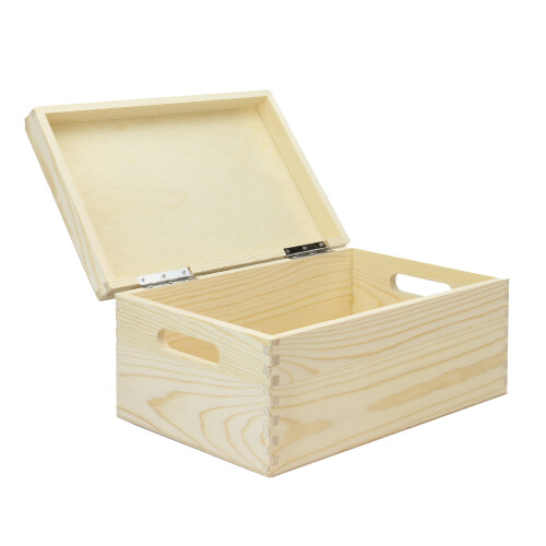 Pukkr Wooden Keepsake Storage Box with Lid – Versatile Pinewood Organizer for Photos, Cards & Kitchen Essentials (30cm x 20cm x 14cm)
