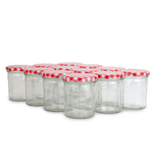 Set of 12 Wide Mouth Glass Jam Jars | M&W