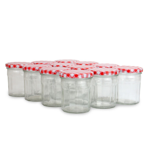 Set of 12 Wide Mouth Glass Jam Jars | M&W