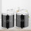 3pc Black Crystal Filled Tea Coffee Sugar Canisters Jars Storage 3