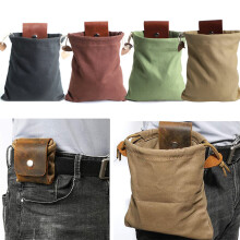 (Black) Canvas Foraging Pouch Foldable for Hiking Camping