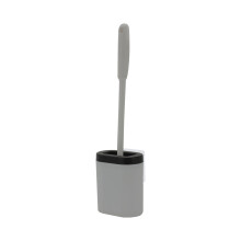 (Grey) Silicone Toilet Brush with Toilet Brush Holder Set