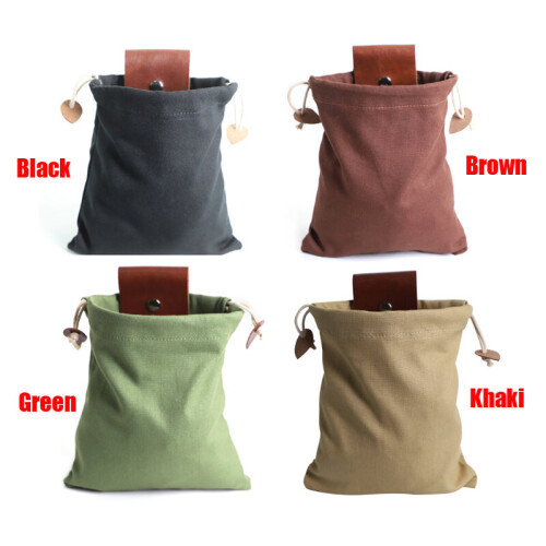 (Brown) Canvas Foraging Pouch Foldable for Hiking Camping 1
