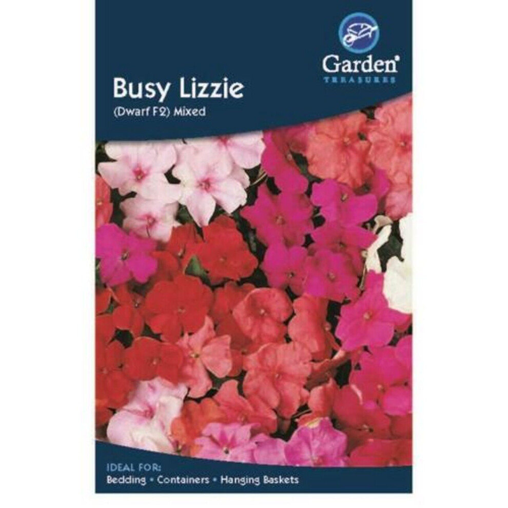 Busy Lizzie Dwarf Mixed Flower Seeds Garden Treasure 125 Seeds