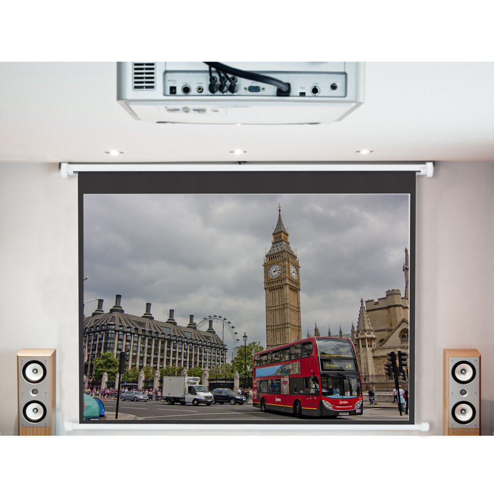 (120 in) Motorized Electric Projector Screen 4:3 16:9 Home Cinema Office Remote HD Remote