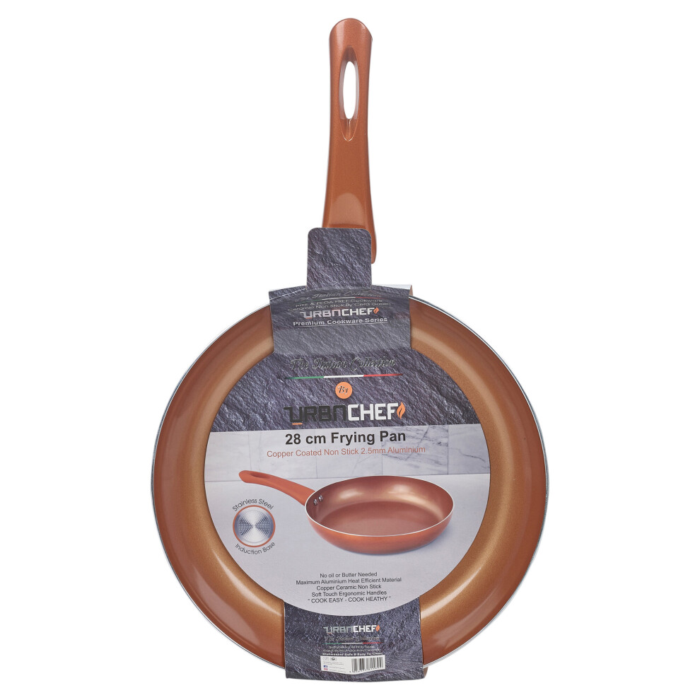 (28cm Frying Pan) Ceramic Copper Steel Induction Pots Saucepans