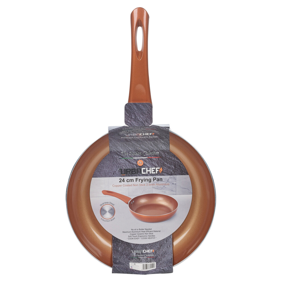 (24cm Frying Pan) Ceramic Copper Steel Induction Pots Saucepans
