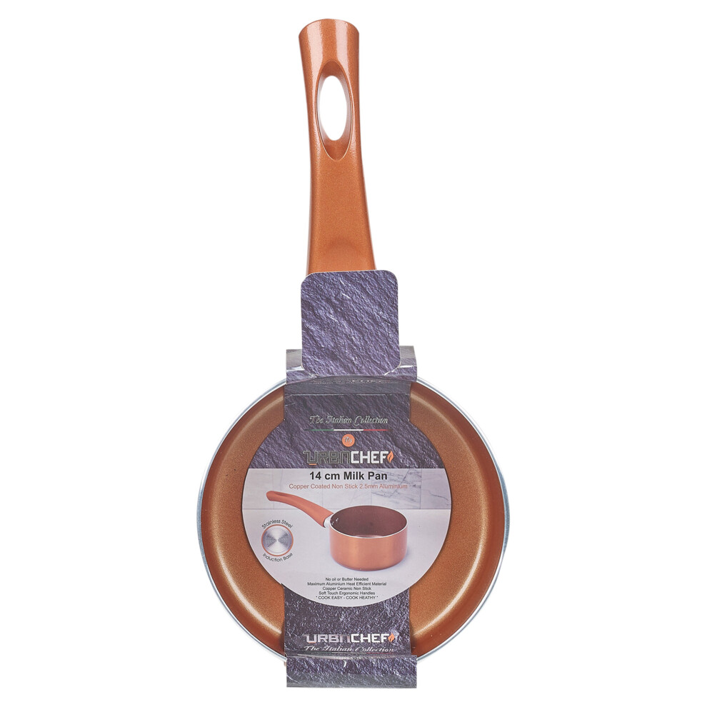 (14 cm Milk Pan) Ceramic Copper Steel Induction Pots Saucepans