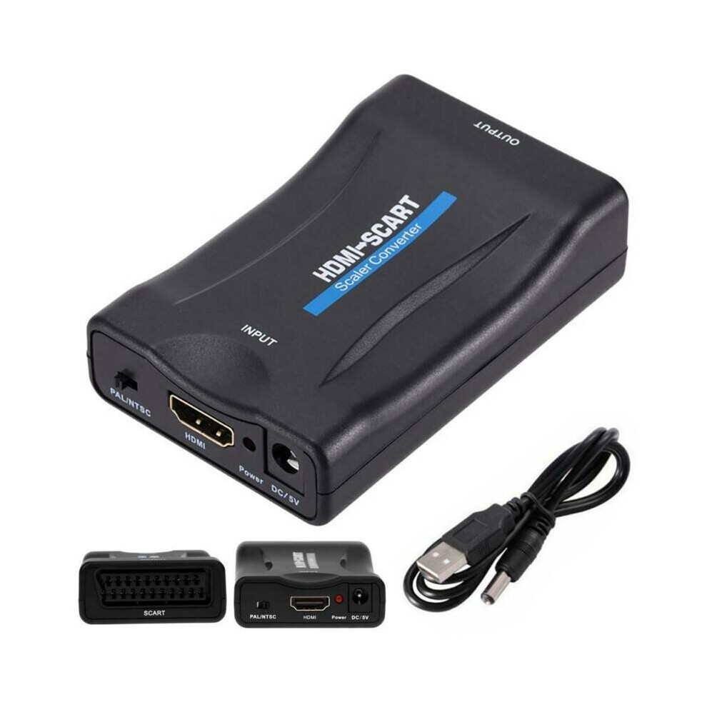 HDMI to SCART Adapter USB-Powered, Plug & Play, HDMI 1.3 Compatible, NTSC/PAL Support, High-Quality Video/Audio Scaling for TV/DVD/HDTV