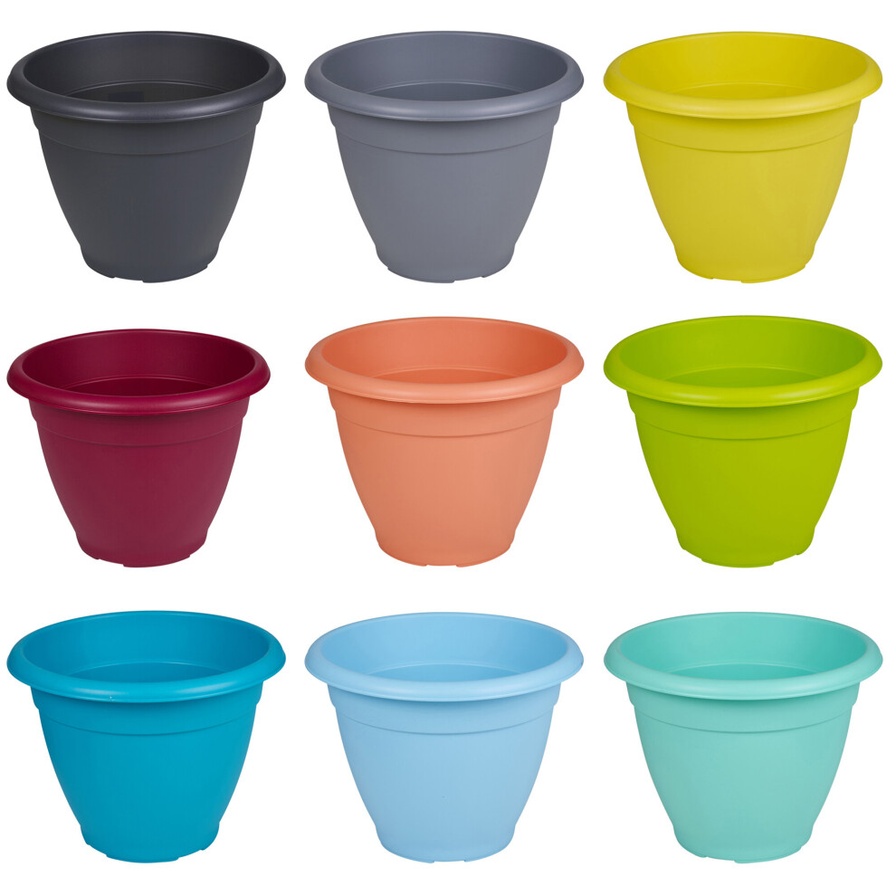 Urbn Living (35, ) Round Plastic Flower Pot Garden Pots Planter Herb Black