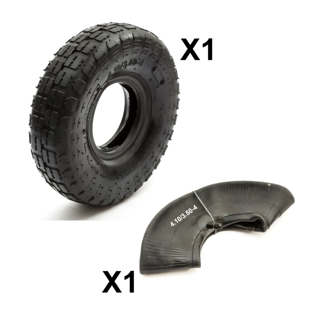 Petrolscooter 10" Tyre & Inner Tube 4.10/3.50-4 Knobbly Tread 4 Inch Wheel Barrow