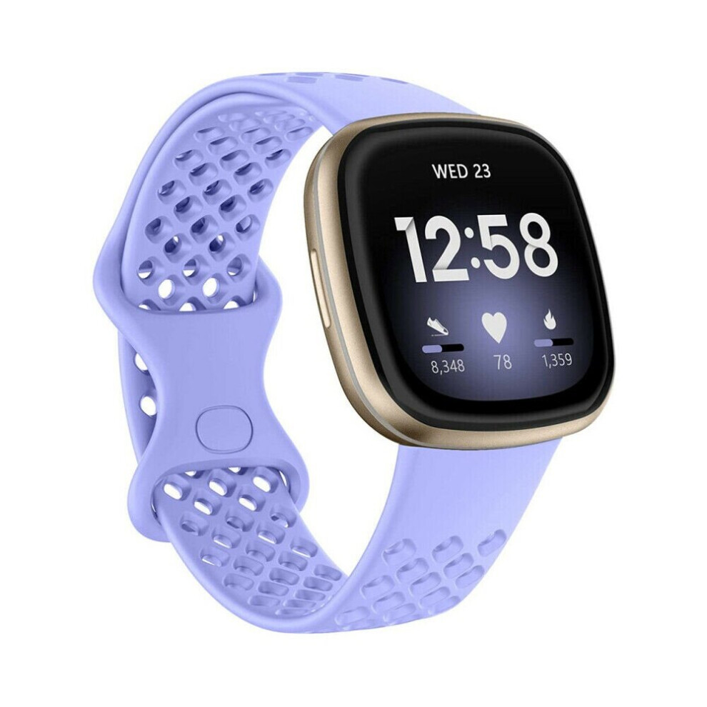 (Large, Purple) for Fitbit Versa 3/ Sense Replacement Band Strap Silicone Bracelet Wristband