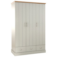 Kendal 3 Door 3 Drawer Wardrobe in Grey Colour