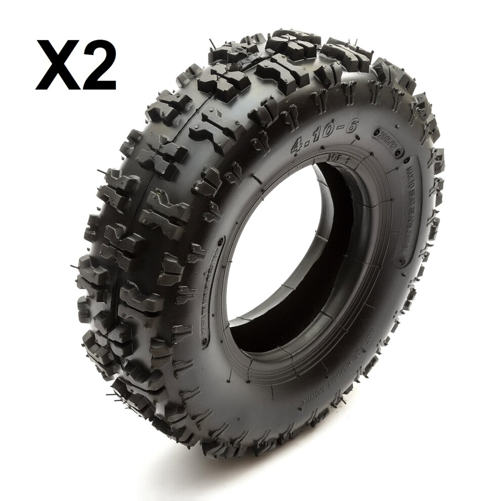 2 x Tyre 4.10-6 Off Road Knobbly Tread Midi Moto Quad Bike ATV