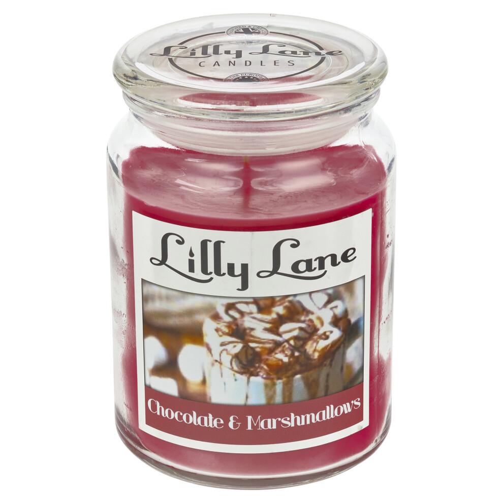 (Chocolate Marshmallow) Lilly Lane Large Scented Candles In Glass Jar Fragrance Aromatic Home Gift