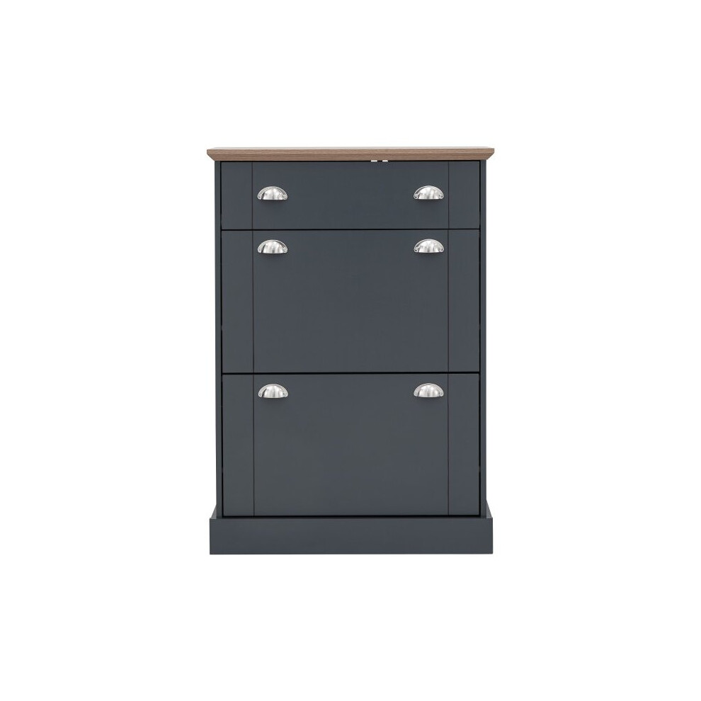 Kendal Blue Shoe Cabinet /Storage Cupboard Shelf/ 2 Tier Organizer