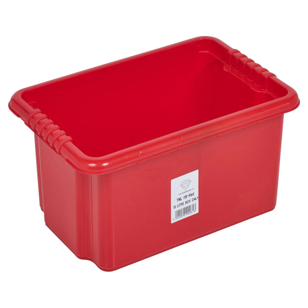 (5 Red boxes, 14 Litre) Coloured Plastic Storage Box Stackable Container
