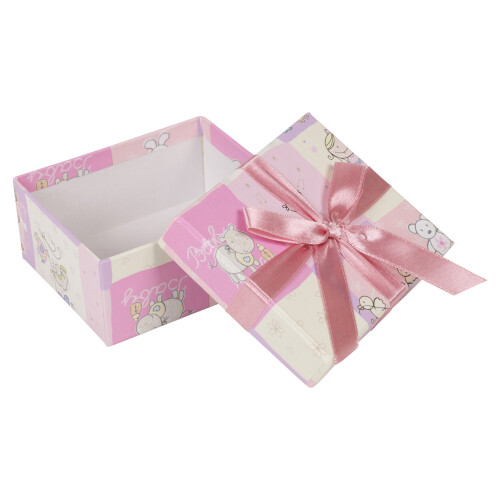 (Pink Kids Toy Print) Gift Set Storage Boxes Stackable Lidded Vintage Retro Present Baby Box Ring 2