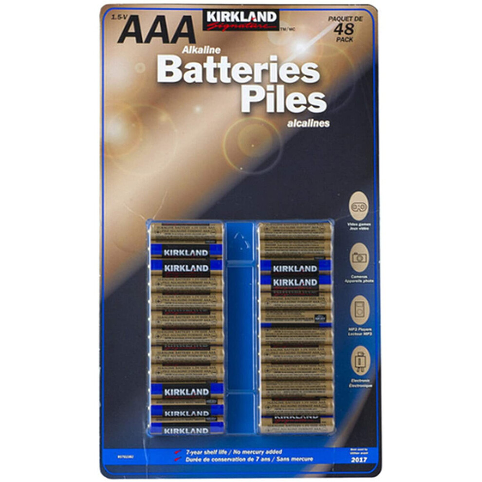 AAA Kirkland Multipack Alkaline Batteries Piles 48 Pack 7 Year Shelf Life