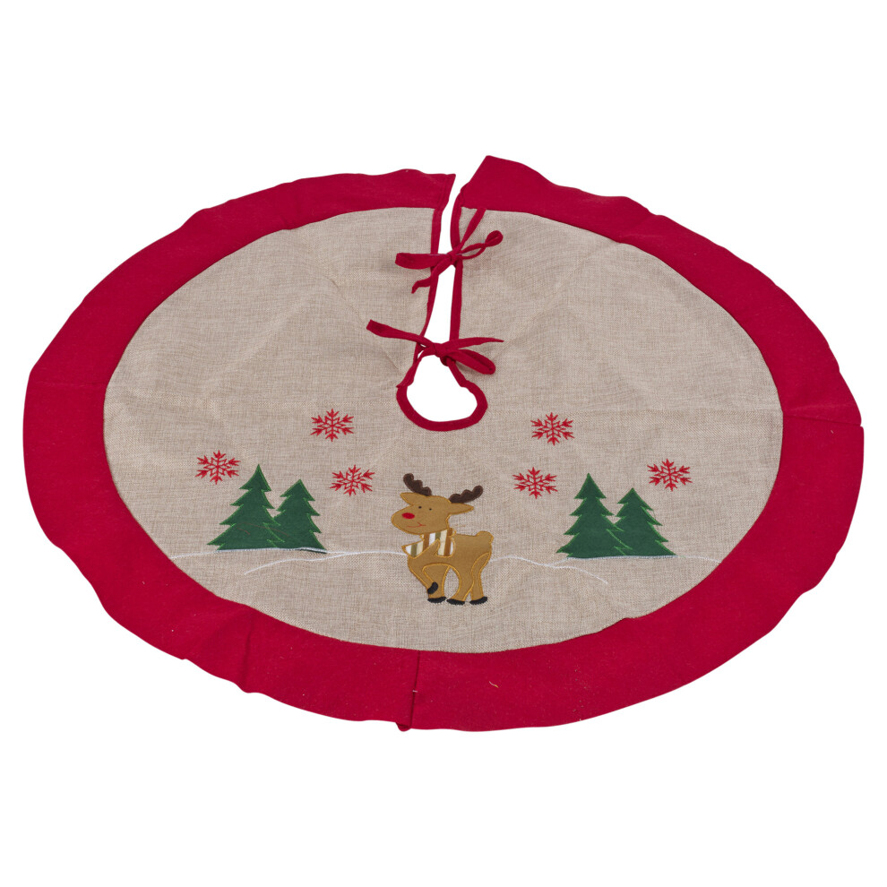 (Reindeer ) Brown Cloth Christmas Characters Tree Skirt Cover-image-OPC-P6ZXSNG-NEW