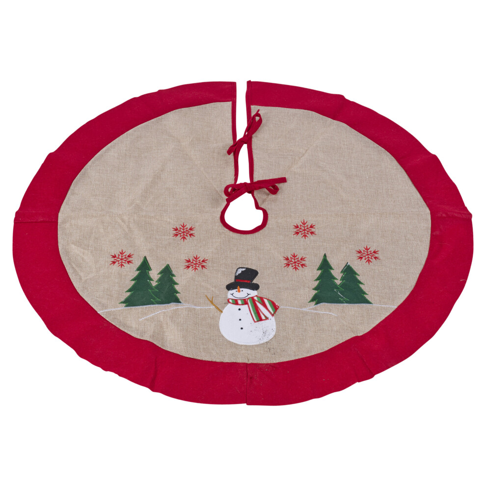 (Snowman ) Brown Cloth Christmas Characters Tree Skirt Cover