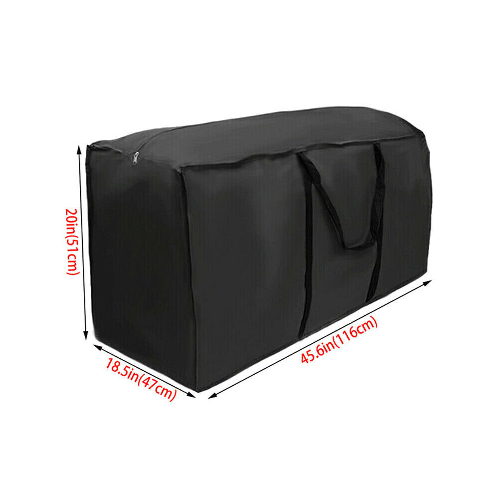 (Black, 116x47x51cm) Large Heavy Duty Waterproof Outdoor Garden Furniture Cushions Storage Bags Case