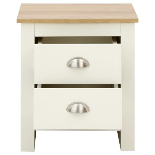 Lancaster Cream & Oak Top 2 Drawers Bedside Cabinet 2