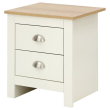 Lancaster Cream & Oak Top 2 Drawers Bedside Cabinet