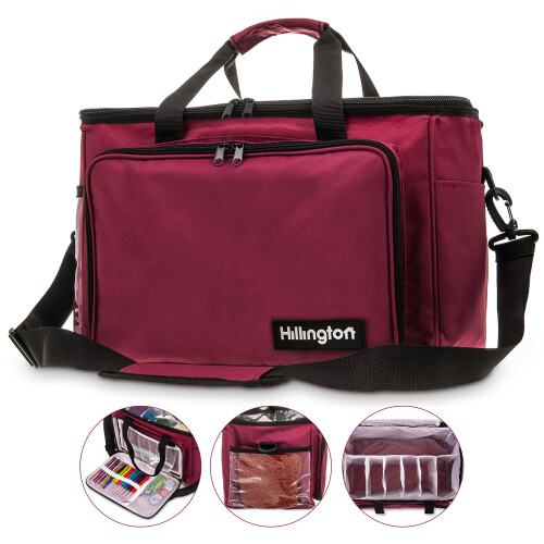 (Maroon) Hillington Knitting Storage Bag Organiser Holder 1
