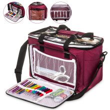 (Maroon) Hillington Knitting Storage Bag Organiser Holder
