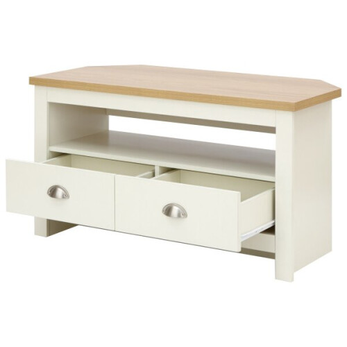 Lancaster Cream & Oak Top 2 Drawer Corner TV Unit 1