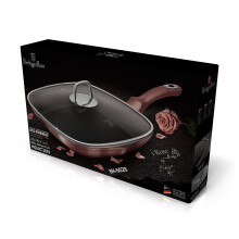 (Rose With Lid) Berlinger Haus Square Grill Pan Non Stick Griddle