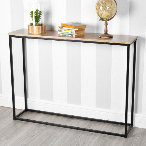 URBN Living (Oak) Wooden Free Standing Hallway Table Metal Legs 1