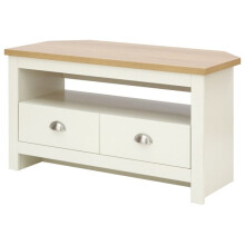Lancaster Cream & Oak Top 2 Drawer Corner TV Unit