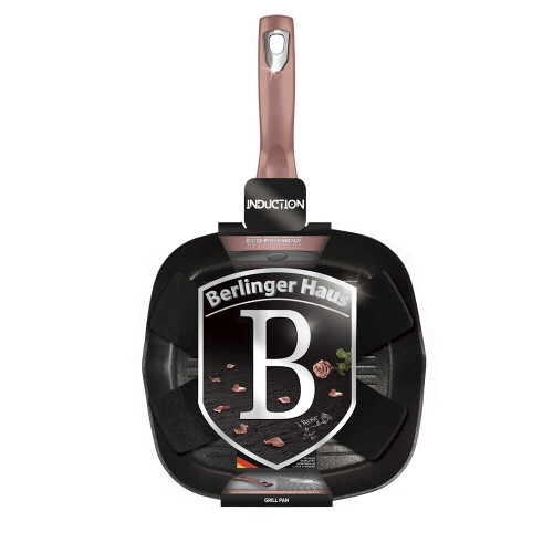 (Rose) Berlinger Haus Square Grill Pan Non Stick Griddle 1