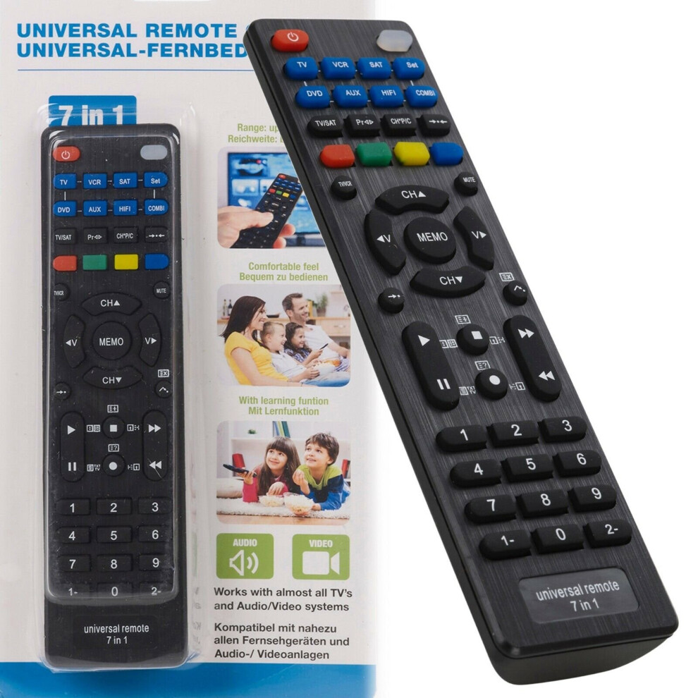 7 In 1 Universal Remote Control Replacement TV DVD VCR Audio Video