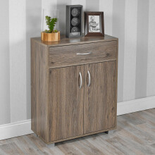 (Grey Oak) Wooden Cabinet Hallway Living Room Drawer Storage