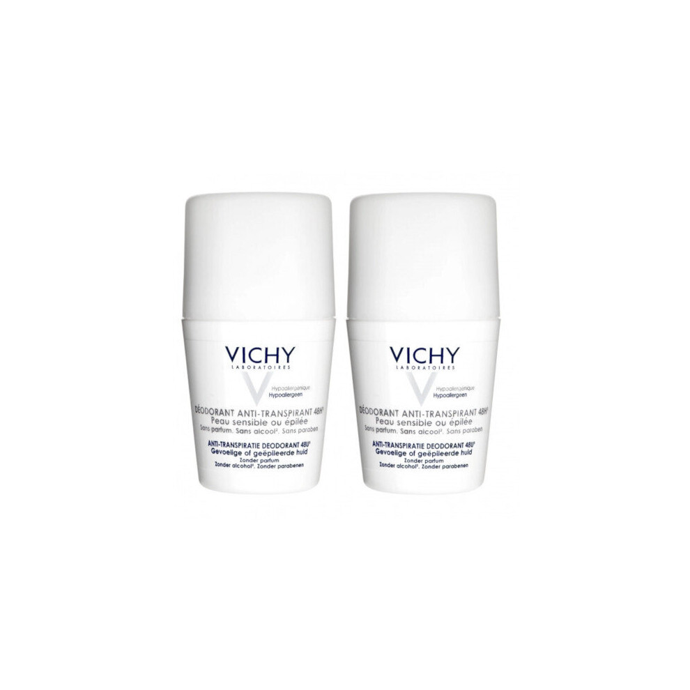 Vichy 48 hour roll-on deodorant for sensitive and irritated skin 2 x 50 ml